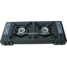 Double burner portable butane gas stove